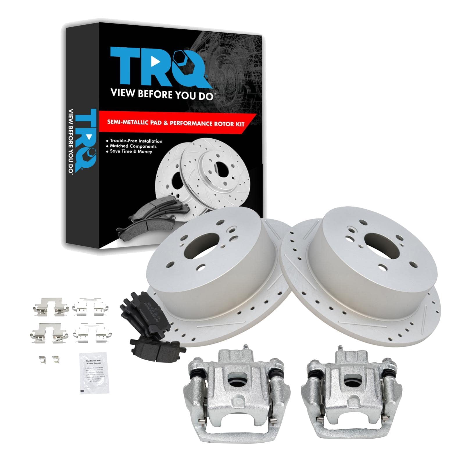 Lexus Rx 350 Rear Brake Rotor Replacement TRQ Rear Brake Calipers Ceramic Pads Drilled Rotors For RX330 350 400 ...