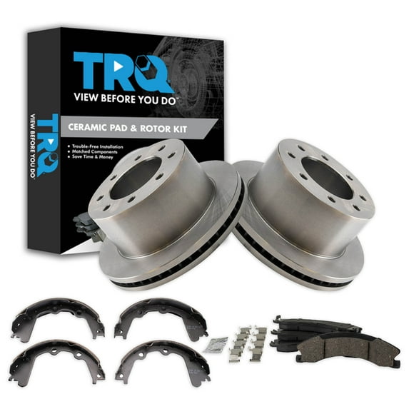 TRQ Rear Brake Pad & Rotor Kit BKA28330 Fits Select 2013-2017 GMC Sierra 3500 HD , 2013-2017 Chevrolet Silverado 3500 HD