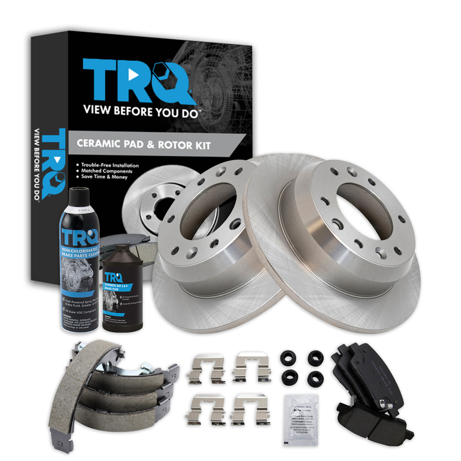 Detroit Axle Front & Rear Drilled & Slotted Brake Rotors With Ceramic Pads For Kia Sedona Hyundai Entourage