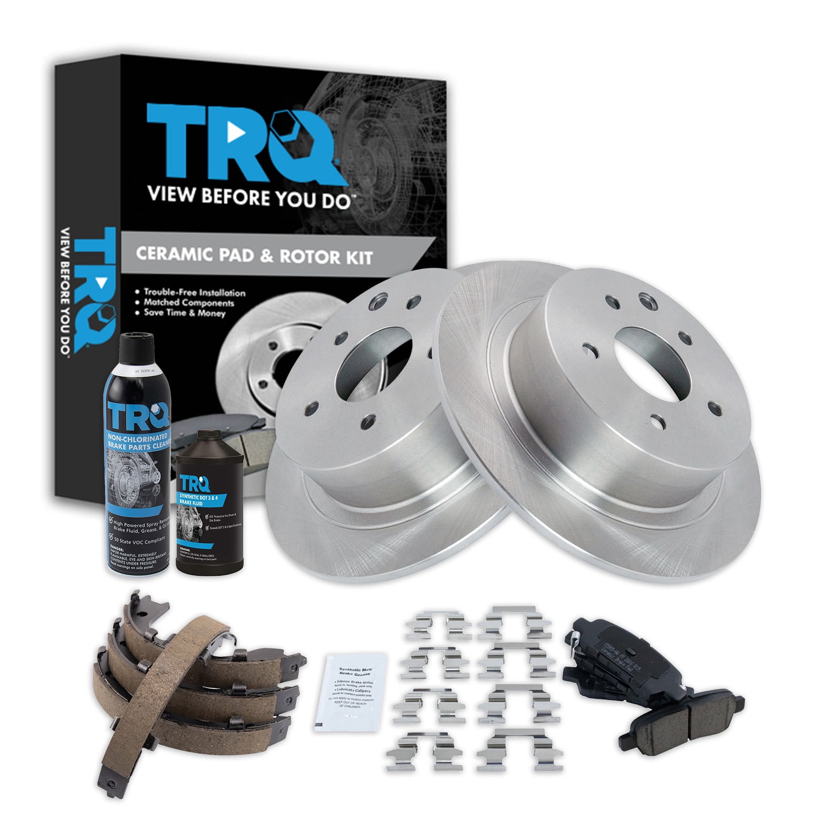 TRQ Rear Brake Pad & Rotor Kit BKA35047 Fits Select 2002-2021 Nissan ...
