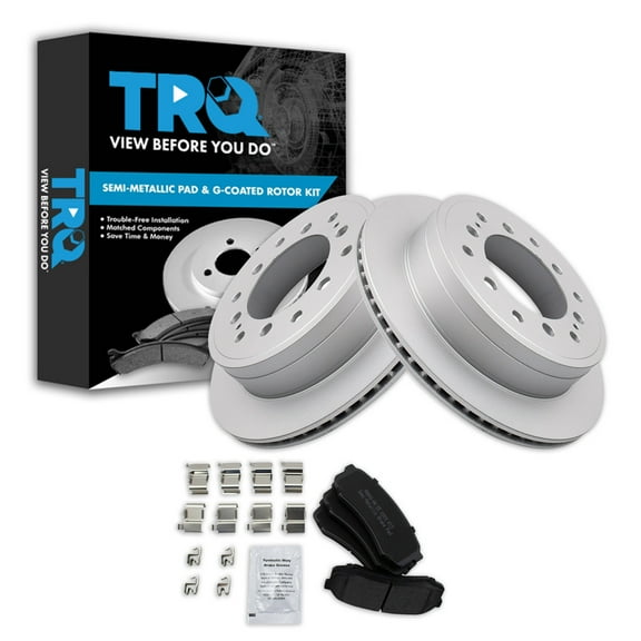 TRQ Rear Brake Pad & Rotor Kit Brake Pads Brake Rotor Semi-Metallic Premium G-Coated Fits Select 2010-2022 Lexus GX460 Toyota 4Runner 2010-2014 FJ Cruiser