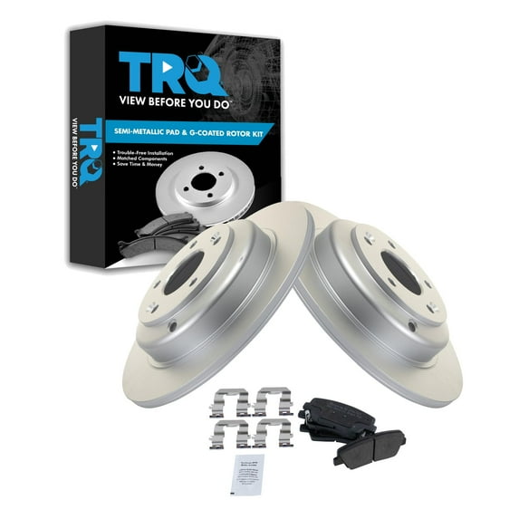 TRQ Rear Brake Pad & Rotor Kit Brake Pads Brake Rotor Semi-Metallic Premium G-Coated Fits Select 2010-2014 Hyundai Genesis Coupe