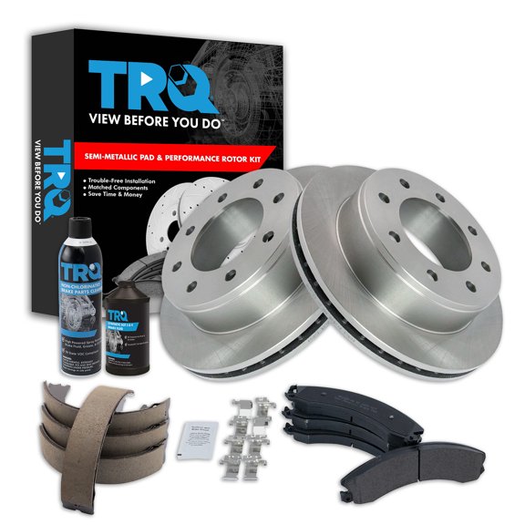 TRQ Rear Brake Pad & Rotor Kit BKA38359 Fits Select 2009-2020 Chevrolet Express 3500 , 2009-2020 GMC Savana 3500