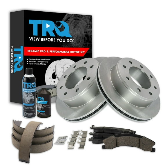 TRQ Rear Brake Pad & Rotor Kit BKA38392 Fits Select 2009-2020 Chevrolet Express 3500 , 2009-2020 GMC Savana 3500
