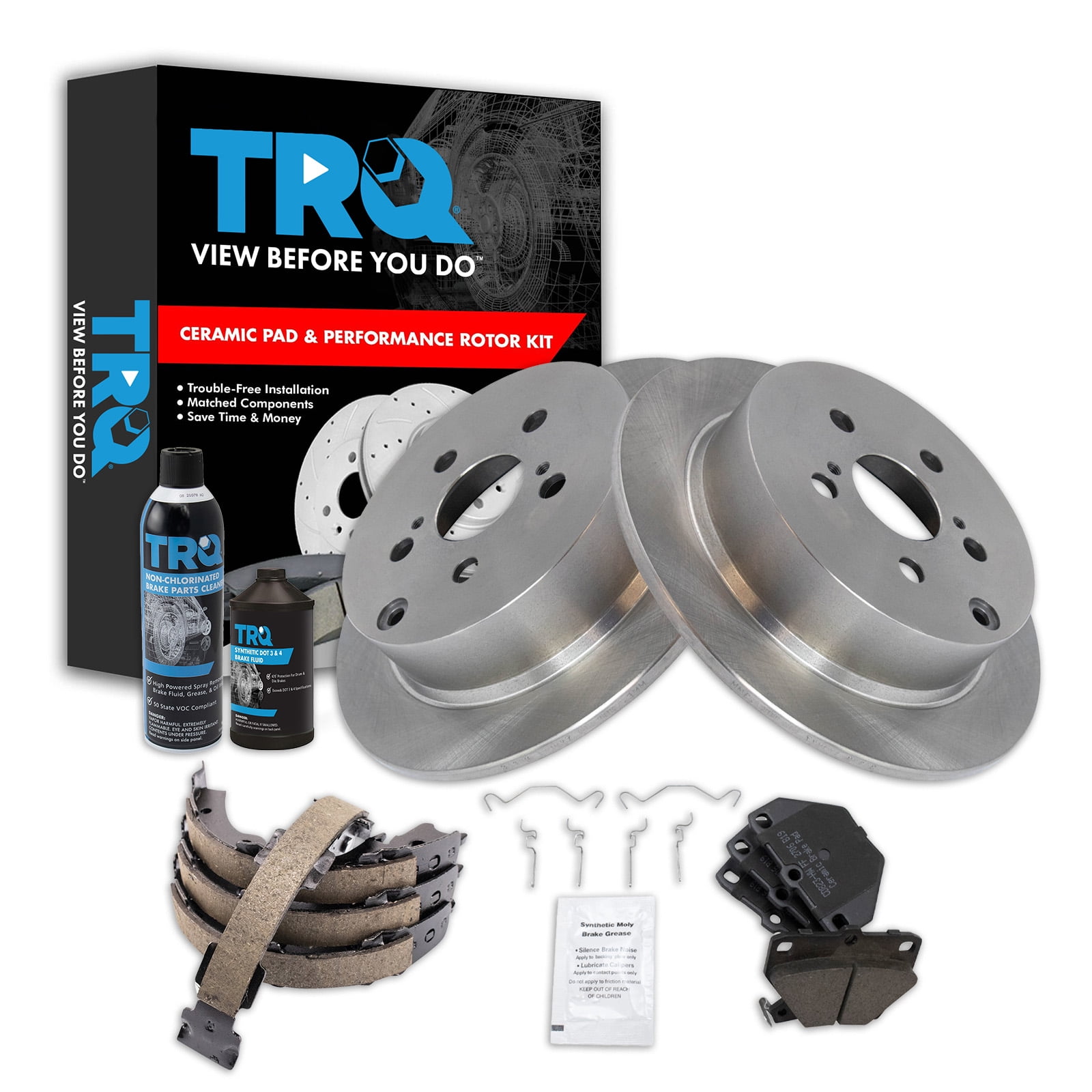 TRQ Rear Brake Pad & Rotor Kit BKA38683 Fits Select 2000-2005 Toyota ...