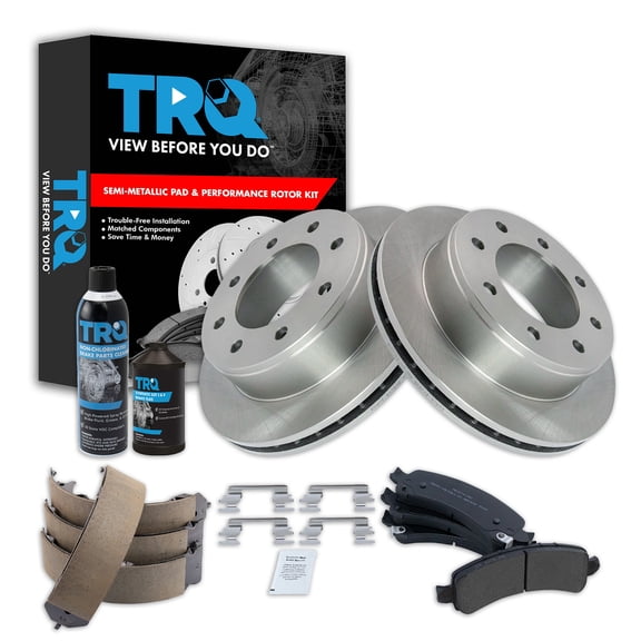 TRQ Rear Brake Pad & Rotor Kit BKA38734 Fits Select 2008-2019 Chevrolet Express 3500 , 2008-2019 GMC Savana 3500
