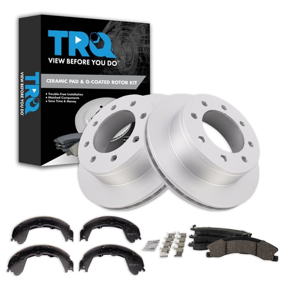 TRQ Rear Brake Pad & Rotor Kit BKA53985 Fits Select 2009-2016 Chevrolet Express 3500 , 2009-2016 GMC Savana 3500