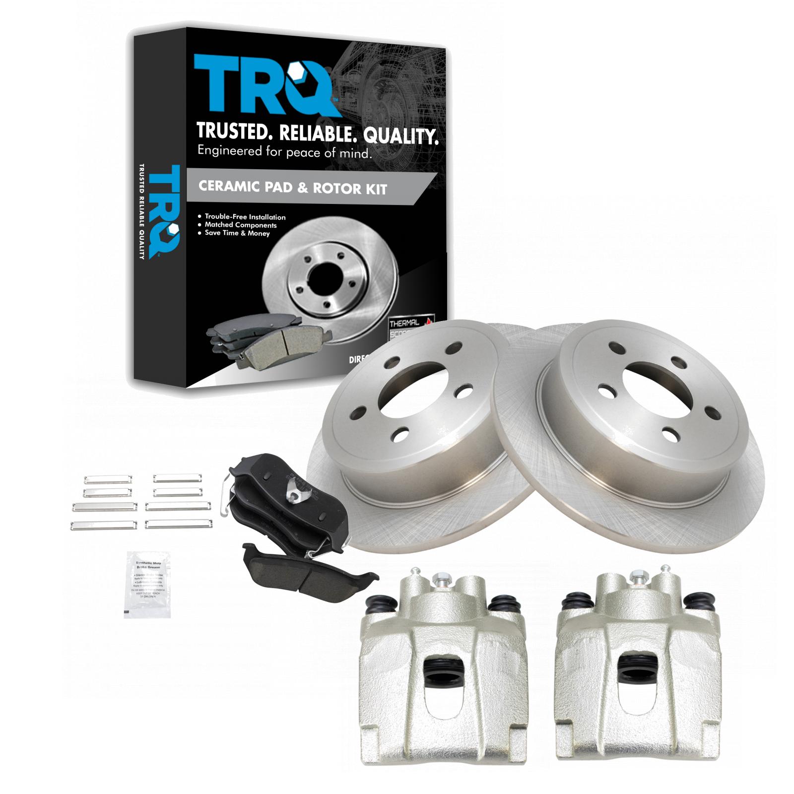 Rear Ceramic Brake Pads w/Hardware Kits Fits for Jeep Liberty 2003-2007, Jeep Wrangler 2003-2006 (All Models)-Ceramic Low Dust Brake Pad-4 Pack