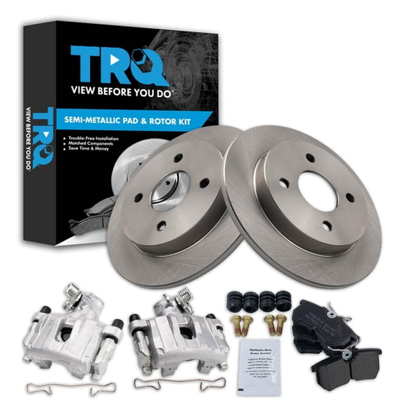 TRQ Rear Brake Pad & Rotor Kit Brake Caliper Brake Pads Brake Rotor Semi-Metallic Fits Select 2007 Ford Focus