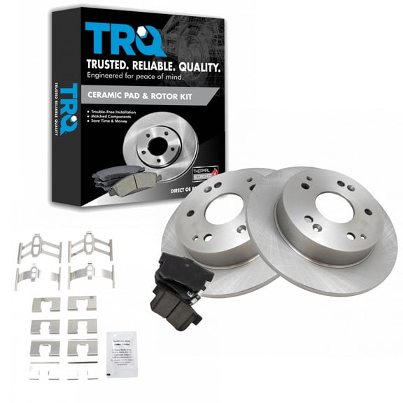 TRQ Rear Ceramic Brake Pad and Rotor Set Fits 1998-02 Honda Accord V6 3.0L with Rear Disc Brakes 02-06 Acura RSX 97-98 Acura Integra Type R 00-01 Integra Type R