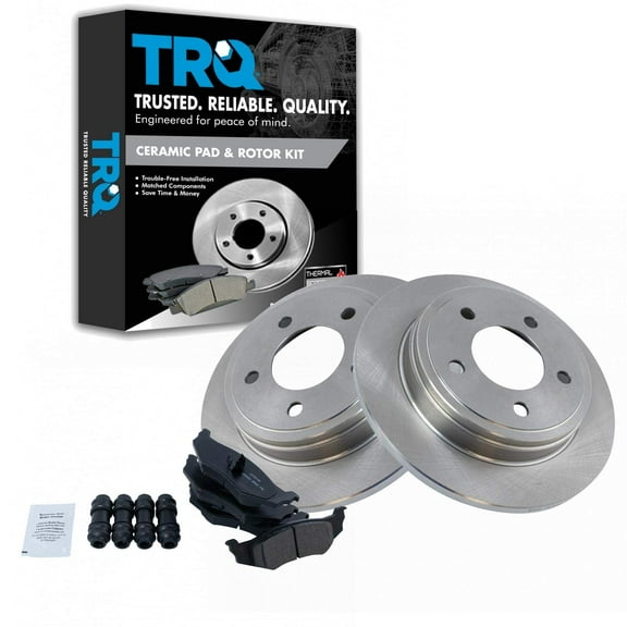 TRQ Rear Brake Pad & Rotor Kit Brake Pads Brake Rotor Ceramic Fits Select 1999-2004 Chrysler 300M 1995-2004 Concorde 1995-2001 LHS 1995-1996 New Yorker Dodge Intrepid 1995-1997 Eagle Vision