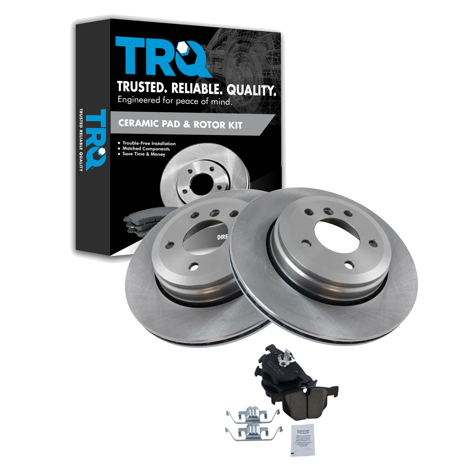 TRQ Rear Brake Pad & Rotor Kit Brake Pads Brake Rotor Ceramic Fits ...