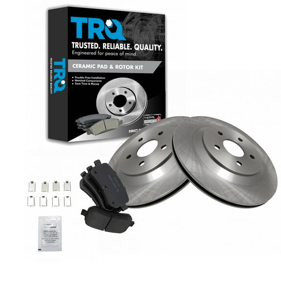 TRQ Rear Brake Pad & Rotor Kit Brake Pads Brake Rotor Ceramic Fits Select 2004-2007 Ford Freestar Mercury Monterey