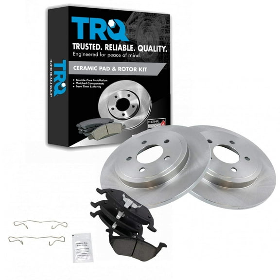 TRQ Rear Brake Pad & Rotor Kit Brake Pads Brake Rotor Ceramic Fits Select 2005-2008 Ford Escape Mazda Tribute Mercury Mariner
