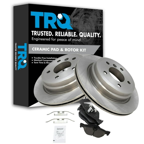 TRQ Rear Brake Pad & Rotor Kit Brake Pads Brake Rotor Ceramic Fits Select 2007-2013 BMW 328i 2009-2013 328i xDrive 2007-2008 328xi 2013-2015 X1