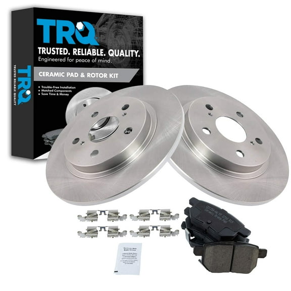 TRQ Rear Brake Pad & Rotor Kit Brake Pads Brake Rotor Ceramic Fits Select 2009-2010 Pontiac Vibe 2016 Scion iM 2008-2015 xB 2017-2018 Toyota Corolla iM 2009-2013 Matrix