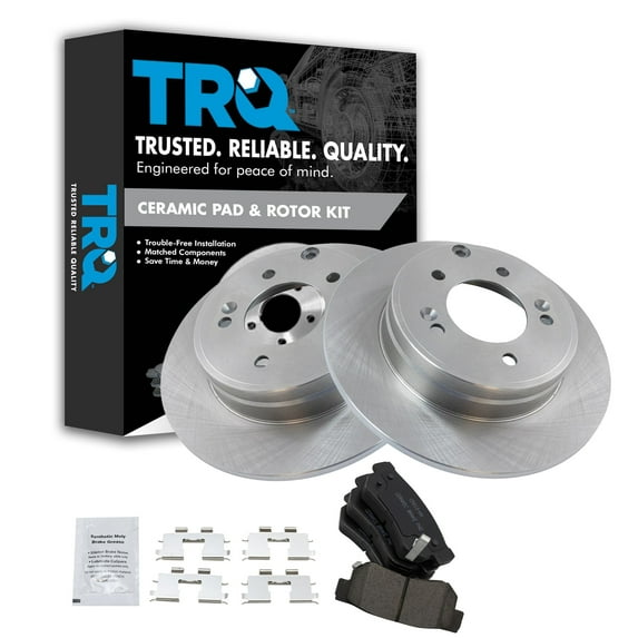 TRQ Rear Brake Pad & Rotor Kit Brake Pads Brake Rotor Ceramic Fits Select 2009 Hyundai Azera 2006-2008 Sonata