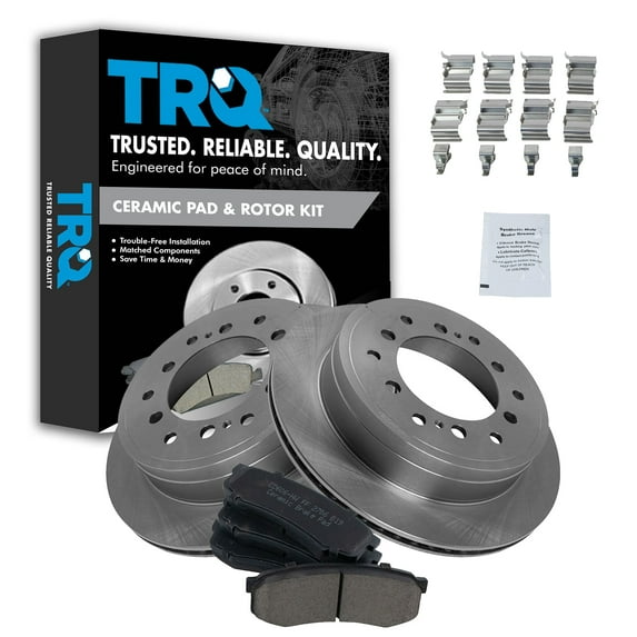 TRQ Rear Brake Pad & Rotor Kit Brake Pads Brake Rotor Ceramic Fits Select 2010-2022 Lexus GX460 Toyota 4Runner 2010-2014 FJ Cruiser