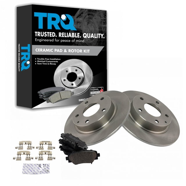 TRQ Rear Brake Pad & Rotor Kit Brake Pads Brake Rotor Ceramic Fits ...