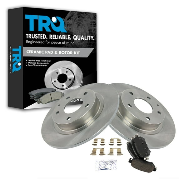 TRQ Rear Brake Pad & Rotor Kit Brake Pads Brake Rotor Ceramic Fits Select 2016-2020 Mazda 6