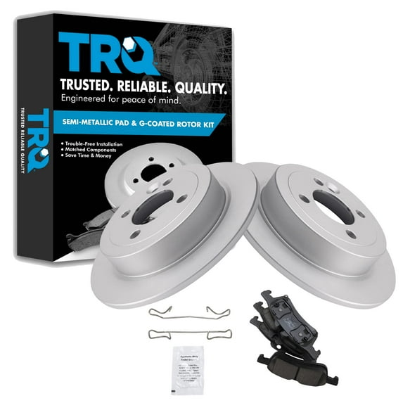 TRQ Rear Brake Pad & Rotor Kit Brake Pads Brake Rotor Ceramic Premium G-Coated Fits Select 2002-2006 Mini Cooper