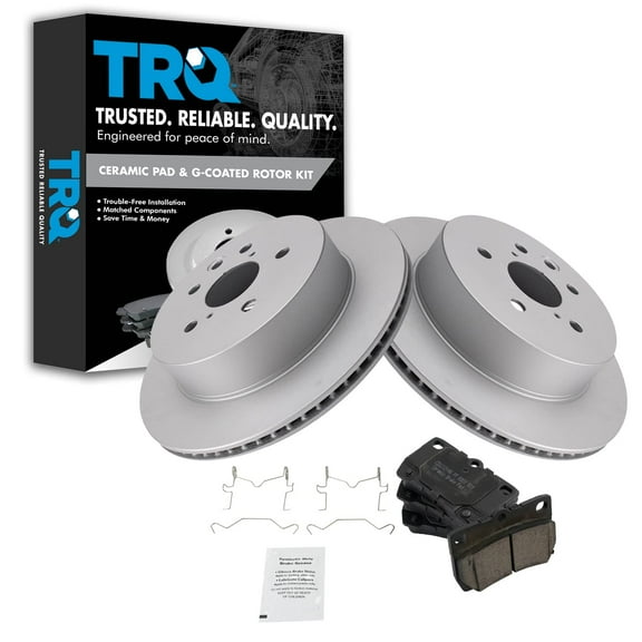 TRQ Rear Brake Pad & Rotor Kit Brake Pads Brake Rotor Ceramic Premium G-Coated Fits Select 2006 Lexus GS300 2007-2011 GS350 2006-2007 GS430 GS450h 2008-2011 GS460 2010-2013 IS250 2006-2013 IS350