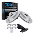 thumbnail image 1 of TRQ Rear Brake Pad & Rotor Kit Brake Pads Brake Rotor Ceramic Premium G-Coated Fits Select 2008-2014 Cadillac CTS 2010-2015 Chevrolet Camaro, 1 of 6