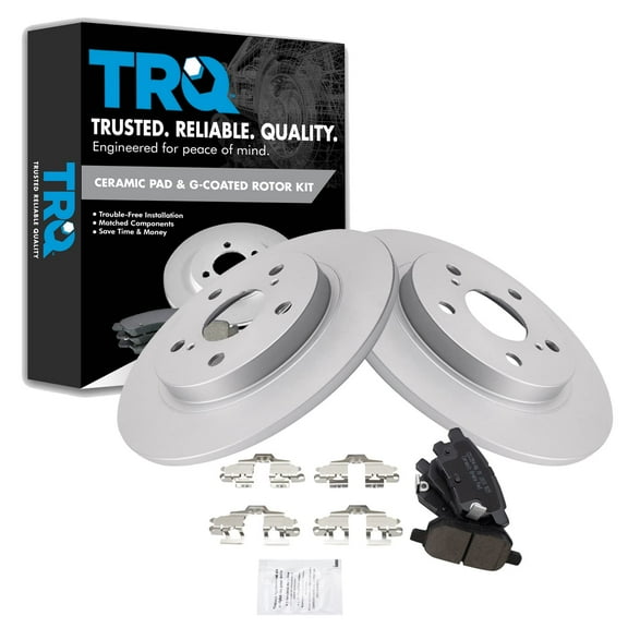 TRQ Rear Brake Pad & Rotor Kit Brake Pads Brake Rotor Ceramic Premium G-Coated Fits Select 2009-2010 Pontiac Vibe 2016 Scion iM 2008-2015 xB 2017-2018 Toyota Corolla iM 2009-2013 Matrix