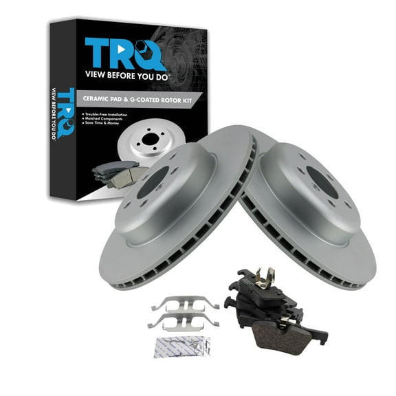 TRQ Rear Brake Pad & Rotor Kit Brake Pads Brake Rotor Ceramic Premium G-Coated Fits Select 2016 BMW 320i xDrive 2014-2016 328d xDrive 2013-2015 328i 328i GT xDrive 330e 2014-2015 428i 428i xDrive