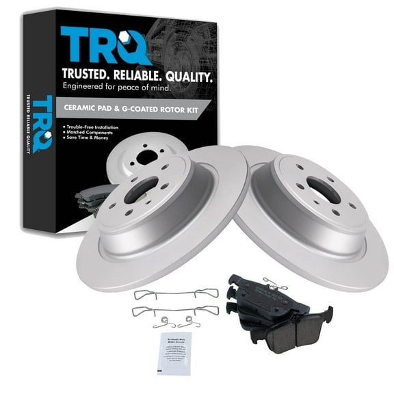 TRQ Rear Brake Pad & Rotor Kit Brake Pads Brake Rotor Ceramic Premium G-Coated Fits Select 2017-2019 Ford Escape 2013-2018 Fusion 2015-2018 Lincoln MKC 2013-2016 MKZ