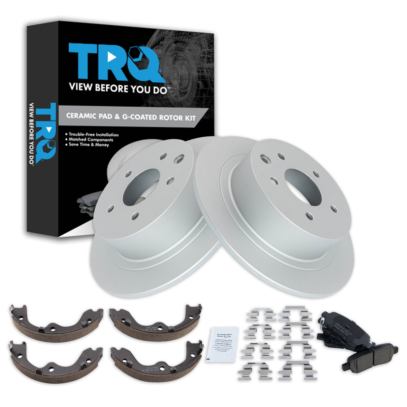 TRQ Rear Brake Pad & Rotor Kit Brake Pads Brake Rotor Parking Brake ...