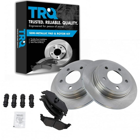 TRQ Rear Brake Pad & Rotor Kit Brake Pads Brake Rotor Semi-Metallic Fits Select 1999-2004 Chrysler 300M 1995-2004 Concorde 1995-2001 LHS 1995-1996 New Yorker Dodge Intrepid 1995-1997 Eagle Vision