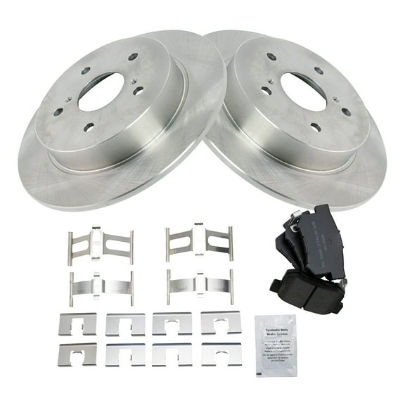 TRQ Rear Brake Pad & Rotor Kit Brake Pads Brake Rotor Semi-Metallic Fits Select 2007-2013 Suzuki SX4