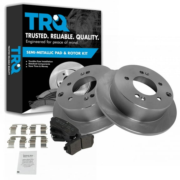 TRQ Rear Brake Pad & Rotor Kit Brake Pads Brake Rotor Semi-Metallic Fits Select 2010-2013 Kia Forte Forte Koup