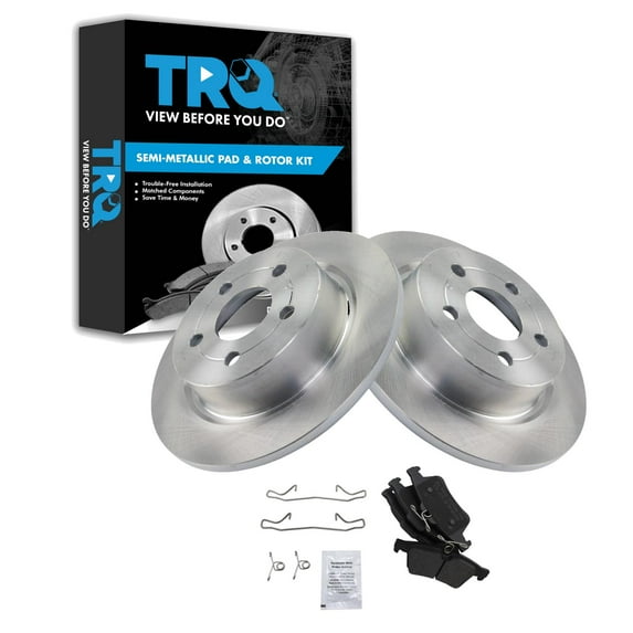 TRQ Rear Brake Pad & Rotor Kit Brake Pads Brake Rotor Semi-Metallic Fits Select 2018-2019 Ford Transit Connect
