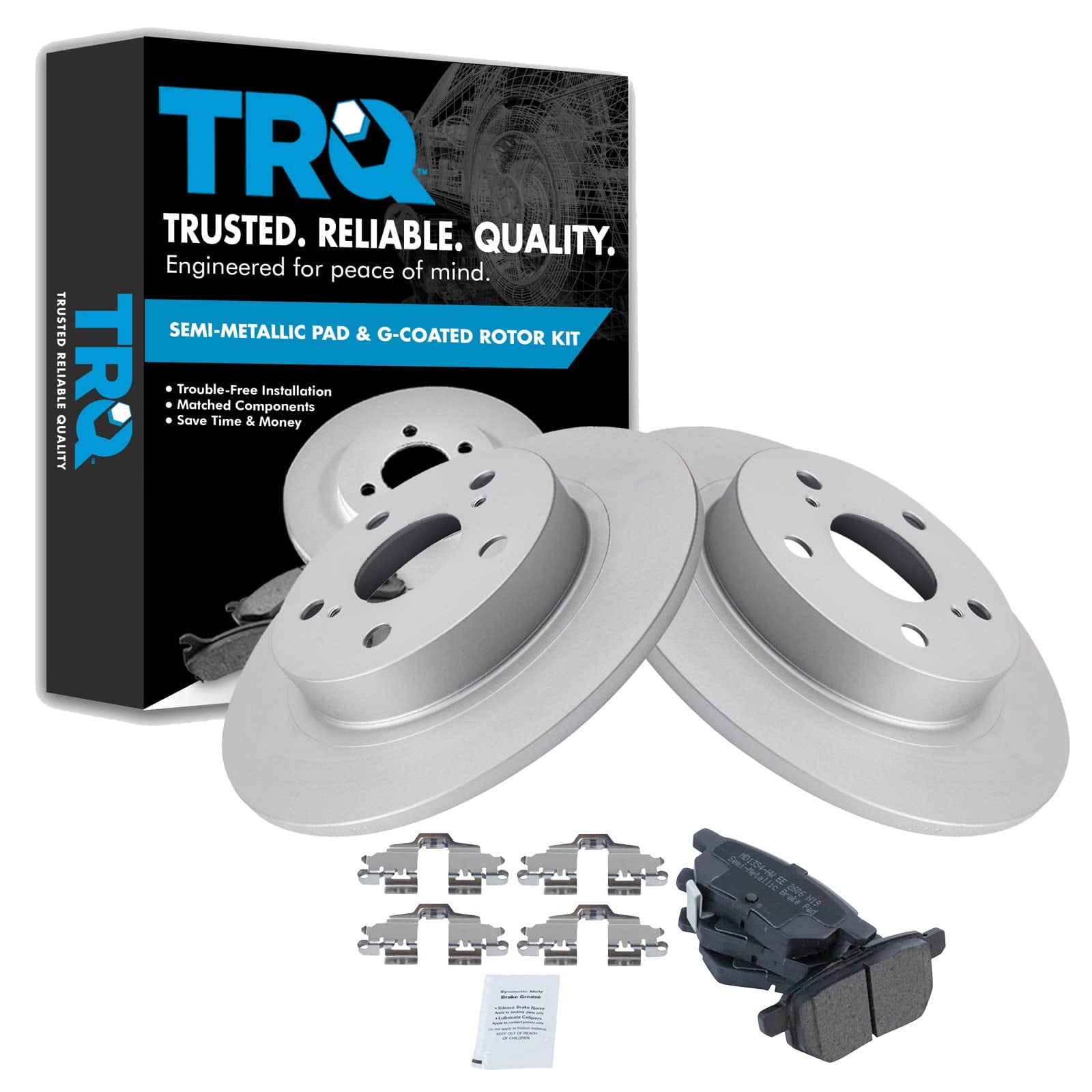 TRQ Rear Brake Pad & Rotor Kit Brake Pads Brake Rotor Semi