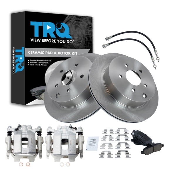 TRQ Rear Brake Pad & Rotor Kit Ceramic Fits 2012-2013 INFINITI M35h 2011-2013 M37 M56 2014-2018 Q50 2017-2018 Q60 Q70 2016-2018 Q70L