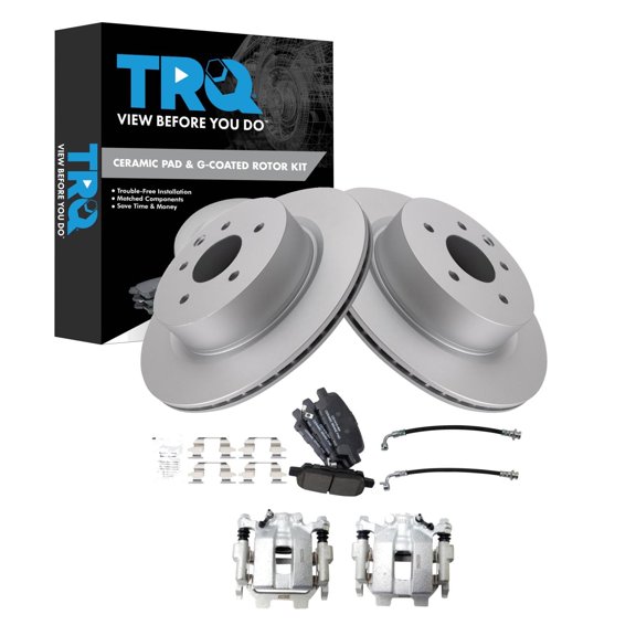 TRQ Rear Brake Pad & Rotor Kit Ceramic Premium G-Coated Fits 2011-2012 INFINITI G25 G37 2015 Q40