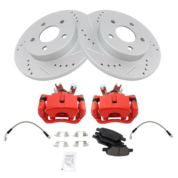 TRQ Rear Brake Pad & Rotor Kit Fits Select 04-12 Chevrolet Malibu Pontiac G6 Saturn Aura