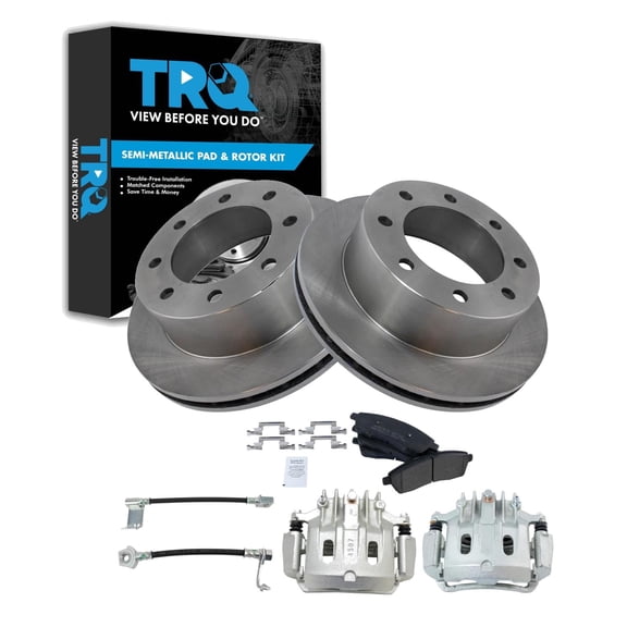 TRQ Rear Brake Pad & Rotor Kit Semi-Metallic Driver & Passenger Side Fits 2000-2005 Ford Excursion 2001 F-250 Super Duty 2000-2001 F-350 Super Duty