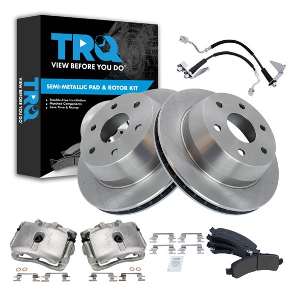 TRQ Rear Brake Pad & Rotor Kit Semi-Metallic Fits 2008-2014 Chevrolet Express 1500 2008-2013 GMC Savana 1500