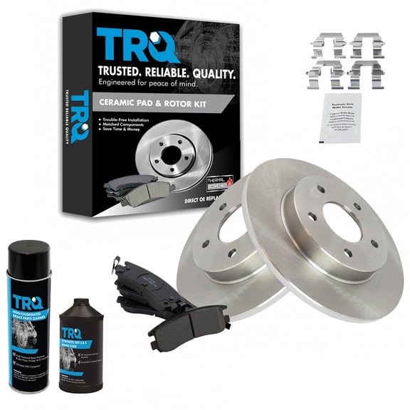 TRQ Rear Brake Pad & Rotor Kit w/Fluids for LeSabre Park Ave Escalade Bonneville BKA17363