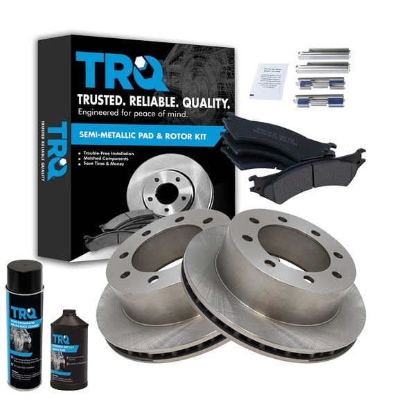 TRQ Rear Brake Pad & Rotor Pair Kit Semi Metallic w/Chemicals BKA17603