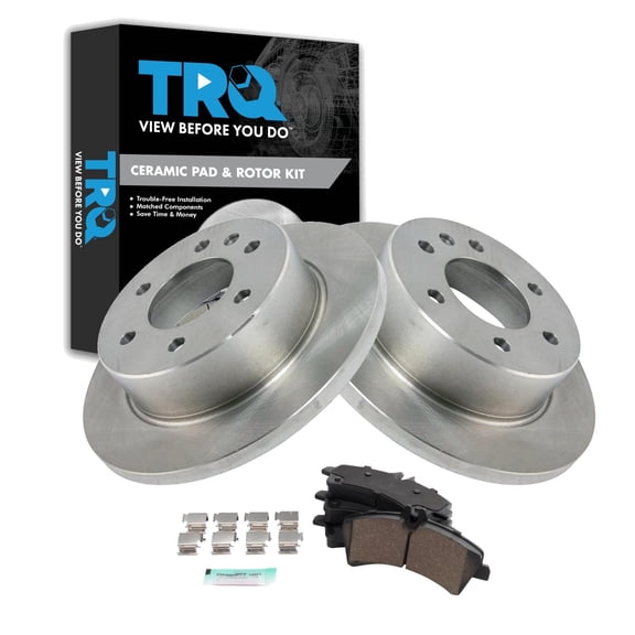 TRQ Rear Brake Pad and Rotor Set Ceramic Solid Rotors Fits 2007-2009 Dodge Sprinter 3500 2007-2018 Freightliner 3500 2010-2018 Mercedes-Benz Sprinter 3500