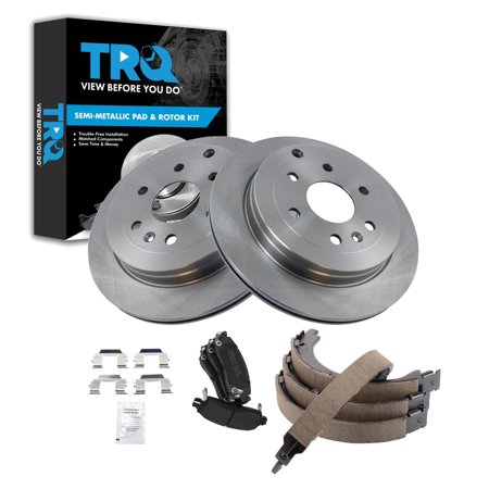 TRQ Rear Brake Pad and Rotor Set Semi Metallic Fits 2009-2017 Chevrolet Traverse 2007-2016 GMC Acadia 2017 Acadia Limited 2008-2017 Buick Enclave 2007-2010 Saturn Outlook