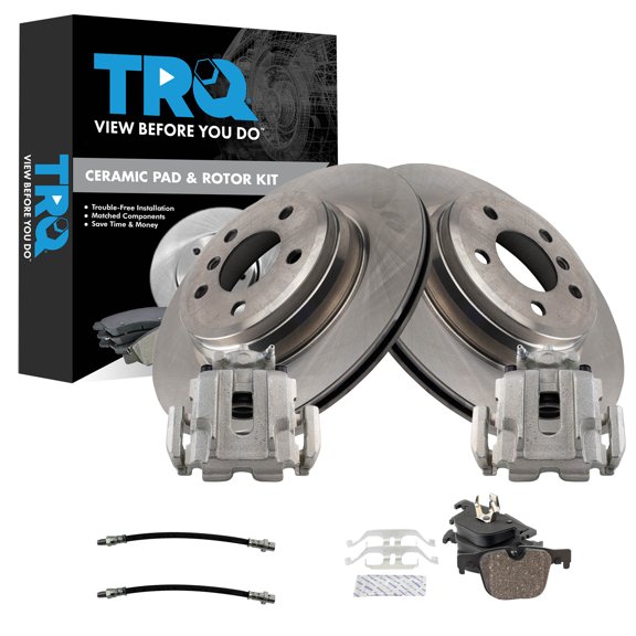 TRQ Rear Brake Pad and Rotor Set Ceramic Calipers Fits 2012-2013 BMW 335i