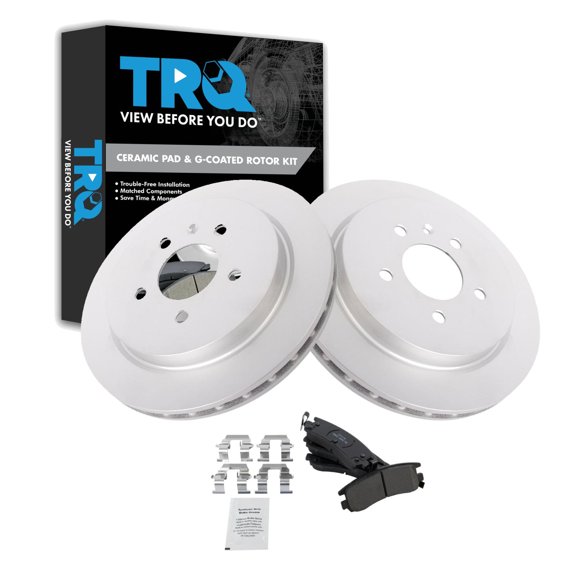 TRQ Rear Brake Pad and Rotor Set Ceramic Coated Rotors Fits 2003-2004 Cadillac Seville