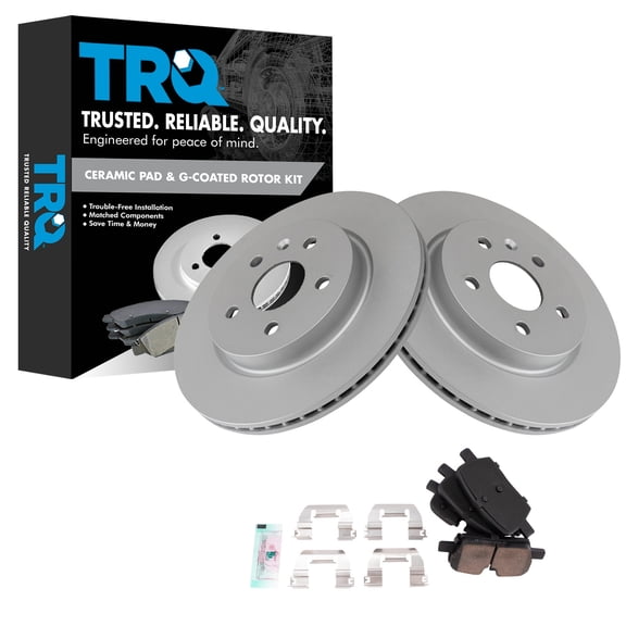 TRQ Rear Brake Pad and Rotor Set Ceramic Coated Rotors Fits 2020-2021 Cadillac CT5 2019-2020 CT6