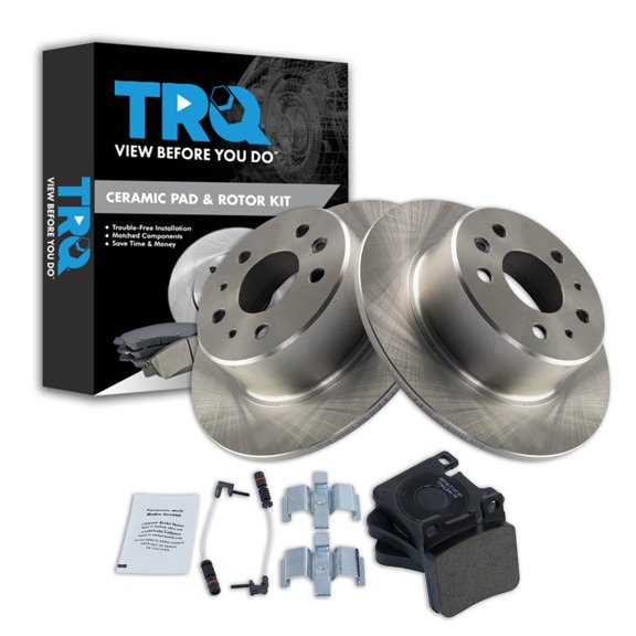 TRQ Rear Brake Pad and Rotor Set Ceramic Fits 1990-1991 Mercedes-Benz 300SEL