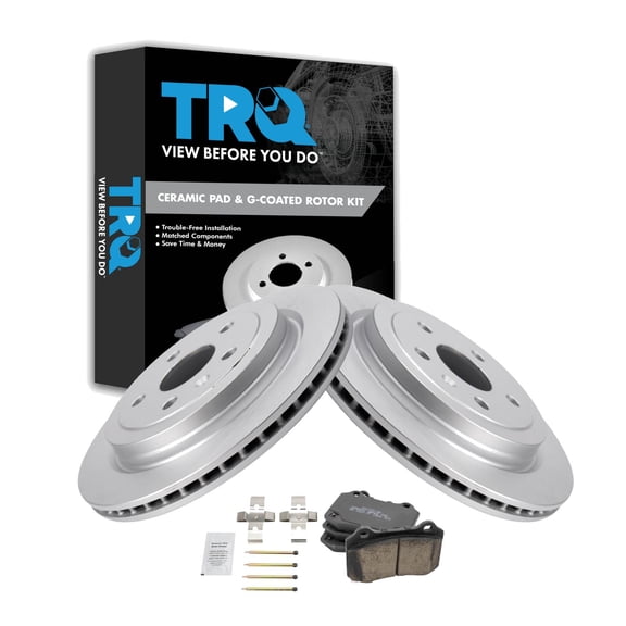 TRQ Rear Brake Pad and Rotor Set Ceramic Fits 2009-2014 Cadillac CTS V Brake Code JE5